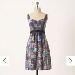 Anthropologie Floreat Sugar & Cream Tea Cup Cocktail Dress
